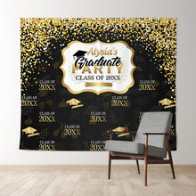Load image into Gallery viewer, Lofaris Black And Gold Bokeh Class Of 2022 Graduation Backdorp