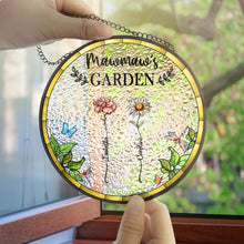 Load image into Gallery viewer, Gift For Wife,Gift For Grandma,Gift For Mother,Family,Love,Gardening - Birth Flower Grandma's Garden - Personalized Stained Glass Window Hanging Suncatcher