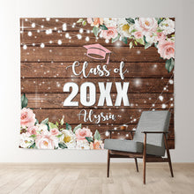 Load image into Gallery viewer, Lofaris Glitter And Pink Floral Class Of 2022 Wooden Backdrop