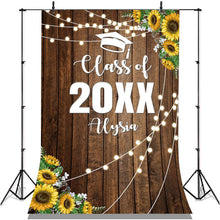 Load image into Gallery viewer, Lofaris Glitter And Sunflowers Class Of 2022 Wooden Backdrop