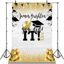 Load image into Gallery viewer, Lofaris Gold Glitter Ballons And Black You Did It Backdrop