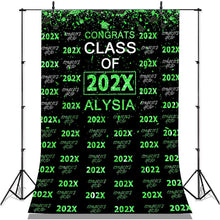 Load image into Gallery viewer, Lofaris Green Glitter Congrsts Class Of 2022 Black Backdrops