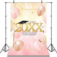 Load image into Gallery viewer, Lofaris Pink Ballons And Gold Bokeh 2022 Congratulatios Backdrop