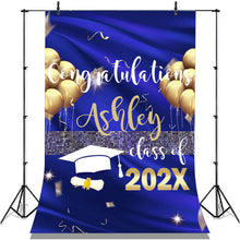 Load image into Gallery viewer, Lofaris Royal Blue And Gold Ballons Class Of 2022 Grad Backdrop