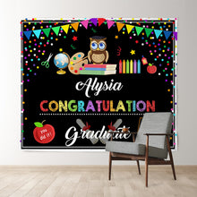 Load image into Gallery viewer, Lofaris Black Colorful Elements Congratulation Party Backdrop
