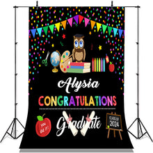 Load image into Gallery viewer, Lofaris Black Colorful Elements Congratulation Party Backdrop
