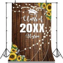 Load image into Gallery viewer, Lofaris Glitter And Sunflowers Class Of 2022 Wooden Backdrop
