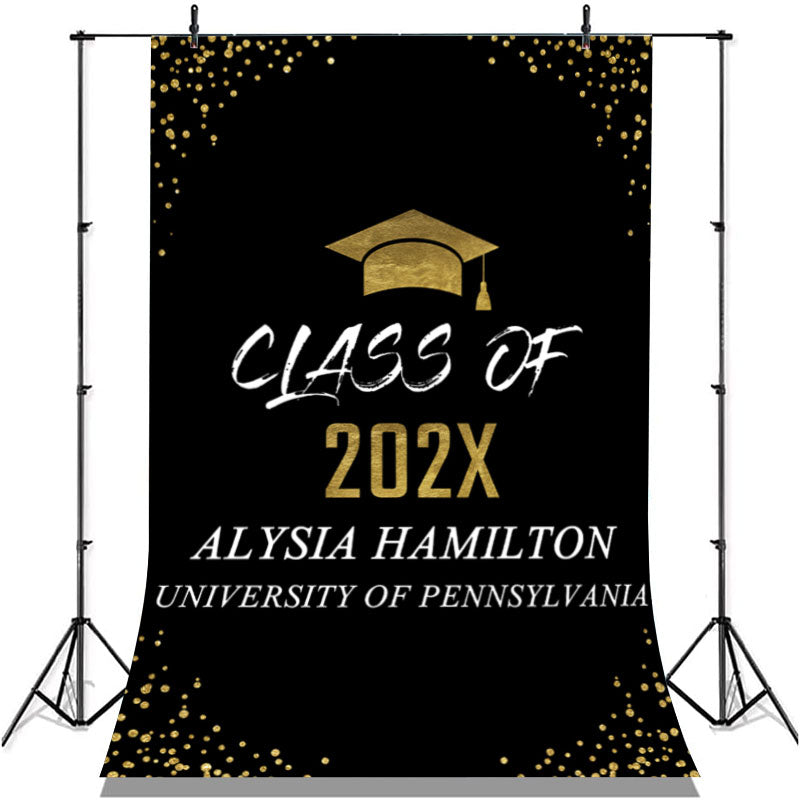 Lofaris Glitter Gold Black Congratulation Class 2022 Backdrop