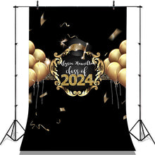 Load image into Gallery viewer, Lofaris Gold Ballons And Black Class Of 2022 Party Backdrop
