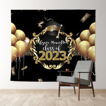 Load image into Gallery viewer, Lofaris Gold Ballons And Black Class Of 2022 Party Backdrop
