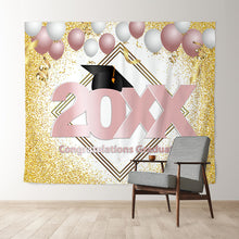 Load image into Gallery viewer, Lofaris Gold Glitter And Pink 2022 Congratulatios Grad Backdrop
