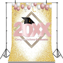 Load image into Gallery viewer, Lofaris Gold Glitter And Pink 2022 Congratulatios Grad Backdrop
