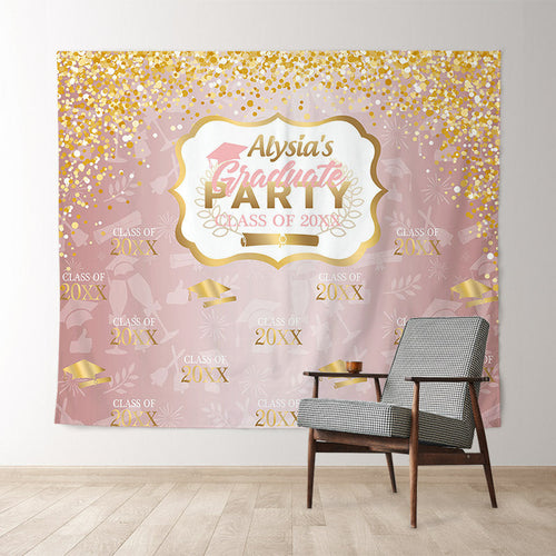 Lofaris Gold Glitter Graduation Party Backdorp For Grads