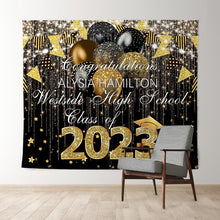 Load image into Gallery viewer, Lofaris Gold Star Bright Glitter Ballons Class Of 2022 Backdrop
