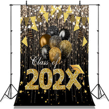 Load image into Gallery viewer, Lofaris Gold Star Bright Glitter Ballons Class Of 2022 Backdrop
