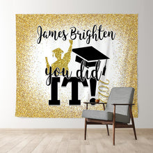 Load image into Gallery viewer, Lofaris Golden Glitter And Black You Did It Grad Party Backdrop
