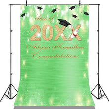 Load image into Gallery viewer, Lofaris Green Bokeh Glitter Gold Class Of 2022 Gradution Backdorp
