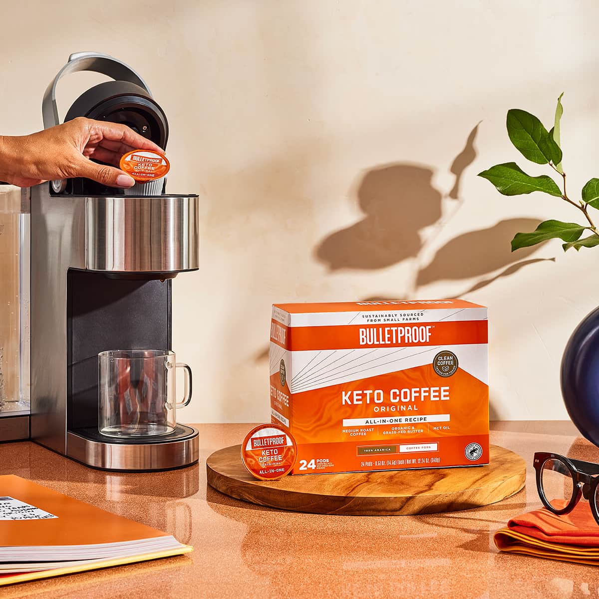 Keto Coffee Pods 24ct and coffee maker