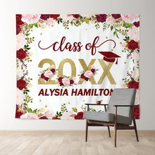 Load image into Gallery viewer, Lofaris Pink And Burgundy Flower Glitter Class Of 2022 Backdrop
