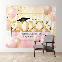 Load image into Gallery viewer, Lofaris Pink Ballons And Gold Bokeh 2022 Congratulatios Backdrop
