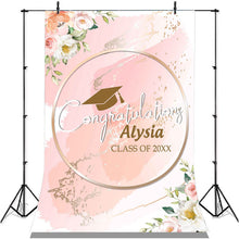 Load image into Gallery viewer, Lofaris Pink Flowers Glitter Class Of 2022 Graduation Backdrop
