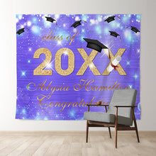 Load image into Gallery viewer, Lofaris Purple Bokeh Glitter Gold Class Of 2022 Grad Backdrop
