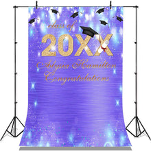 Load image into Gallery viewer, Lofaris Purple Bokeh Glitter Gold Class Of 2022 Grad Backdrop
