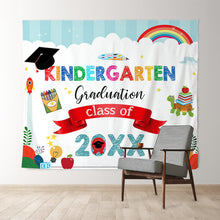 Load image into Gallery viewer, Lofaris Rainbow And Colorful Kindergarten Graduation 2022 Backdrop
