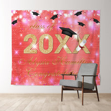 Load image into Gallery viewer, Lofaris Rose Pink Bokeh Glitter Gold Class Of 2022 Grad Backdrop
