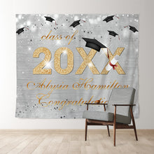 Load image into Gallery viewer, Lofaris Silver Bokeh Glitter Gold Class Of 2022 Grad Backdrop
