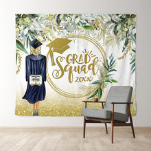 Load image into Gallery viewer, Lofaris White Floral And Gold Glitter 2022 Graduation Backdrop
